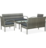 VidaXL 5-delige Loungeset met kussens poly rattan grijs