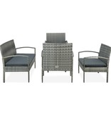 VidaXL 5-delige Loungeset met kussens poly rattan grijs