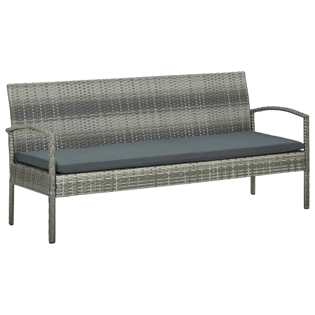 VidaXL 5-delige Loungeset met kussens poly rattan grijs