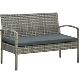 VidaXL 5-delige Loungeset met kussens poly rattan grijs