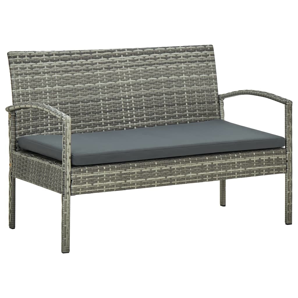 VidaXL 5-delige Loungeset met kussens poly rattan grijs
