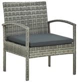 VidaXL 5-delige Loungeset met kussens poly rattan grijs