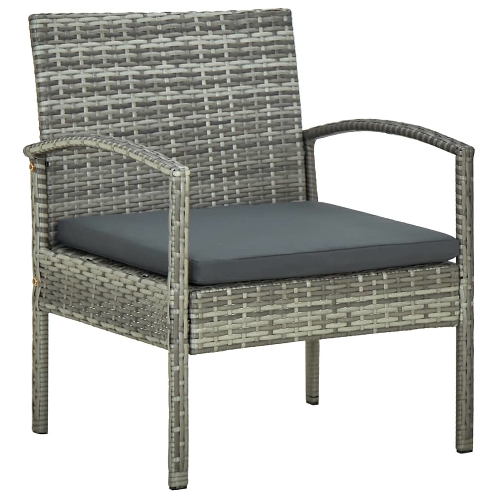 VidaXL 5-delige Loungeset met kussens poly rattan grijs