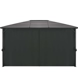 vidaXL Tuinpaviljoen met gordijn 4x3x2,6 cm aluminium zwart