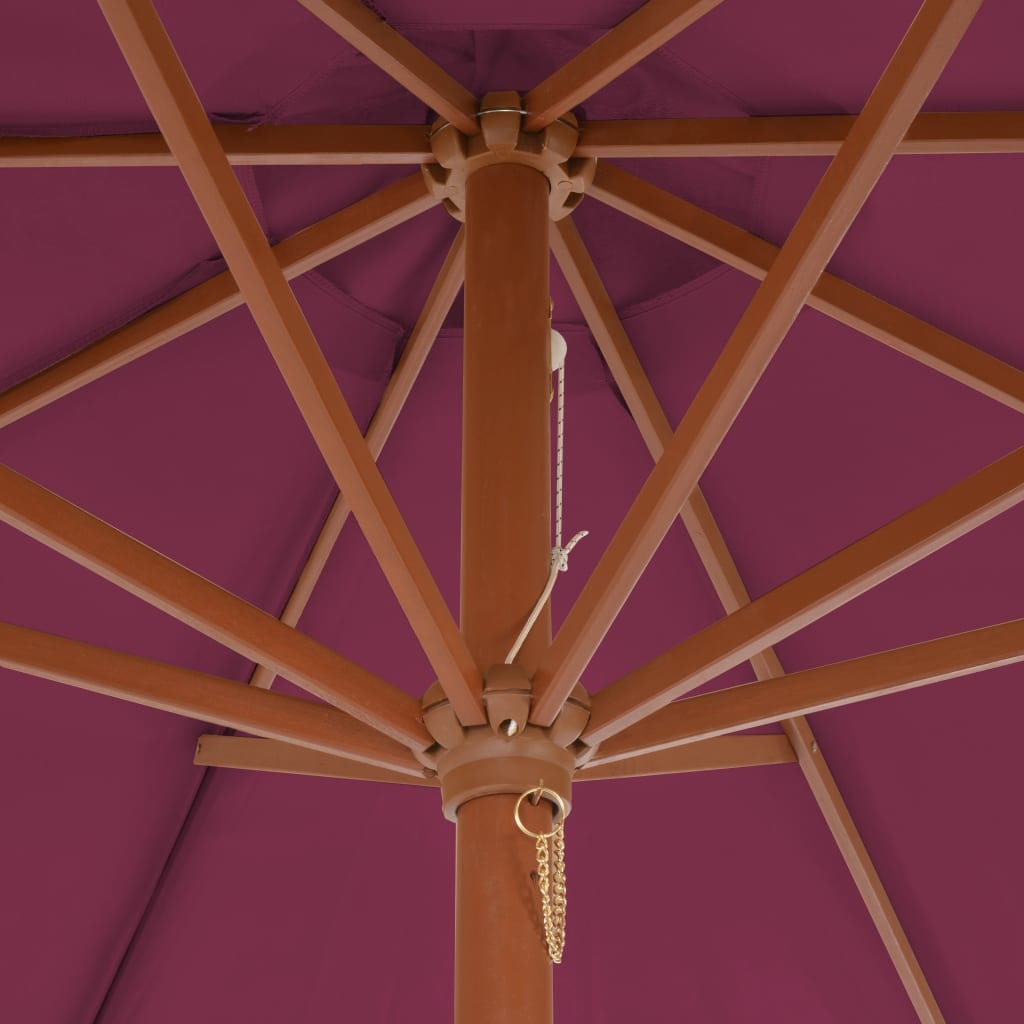 VidaXL Parasol met houten paal 300 cm bordeauxrood