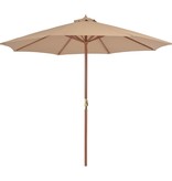 vidaXL Parasol met houten paal 300 cm taupe