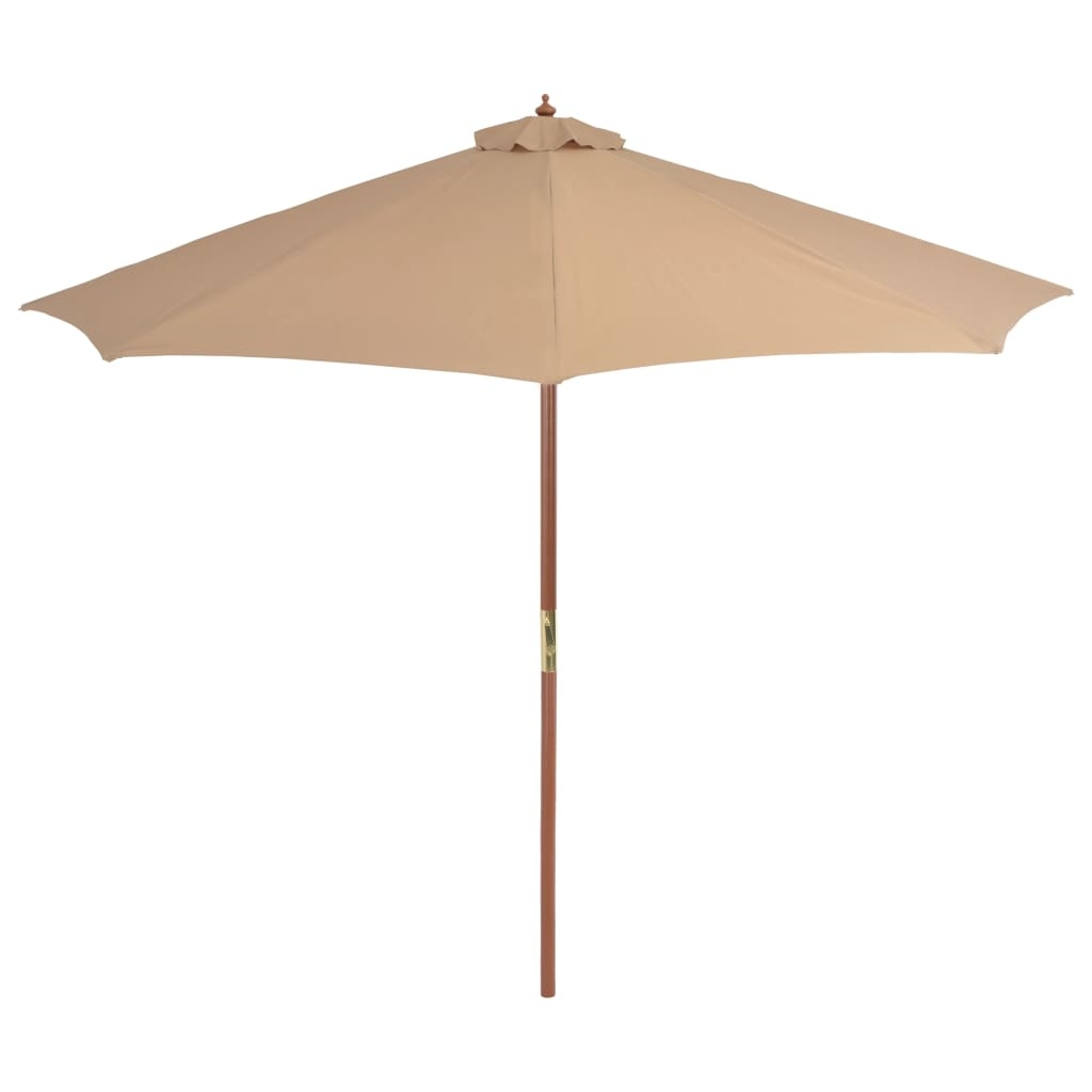 vidaXL Parasol met houten paal 300 cm taupe