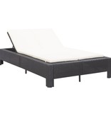 VidaXL Ligbed met kussen 2-persoons poly rattan zwart