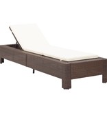 VidaXL Ligbed met kussen poly rattan bruin