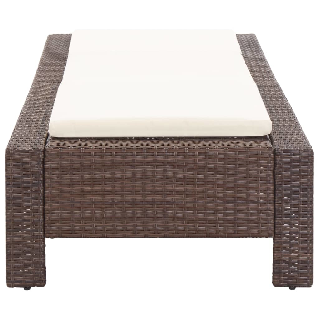 VidaXL Ligbed met kussen poly rattan bruin