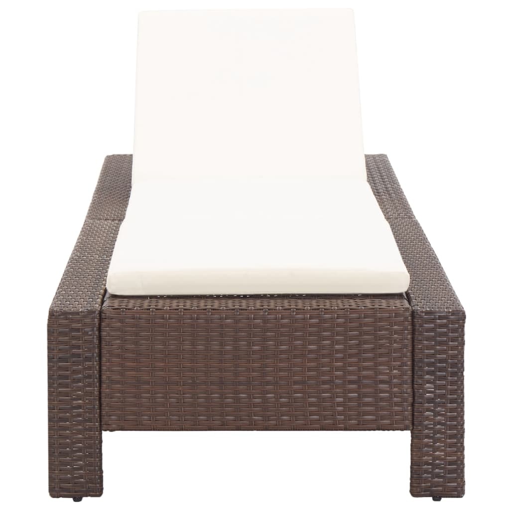VidaXL Ligbed met kussen poly rattan bruin
