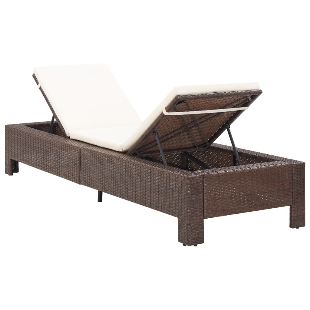 VidaXL Ligbed met kussen poly rattan bruin