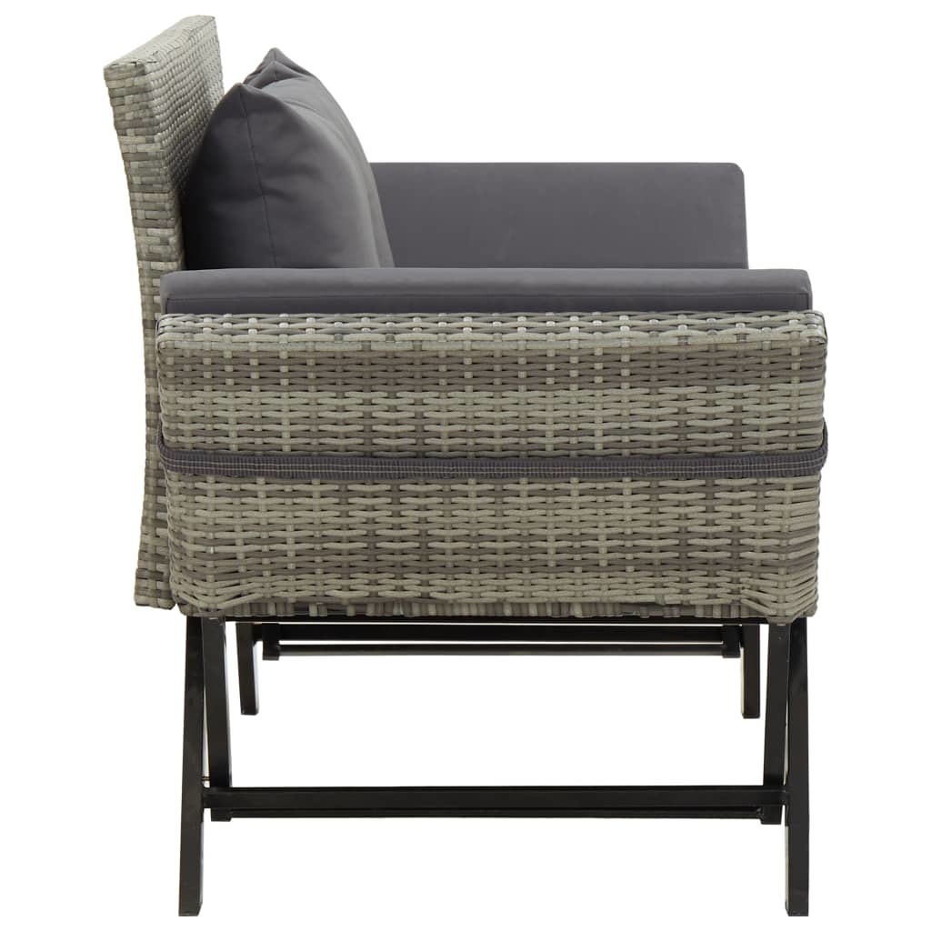 VidaXL Tuinbank met kussens 176 cm poly rattan grijs