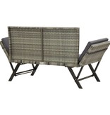 vidaXL Tuinbank met kussens 176 cm poly rattan grijs