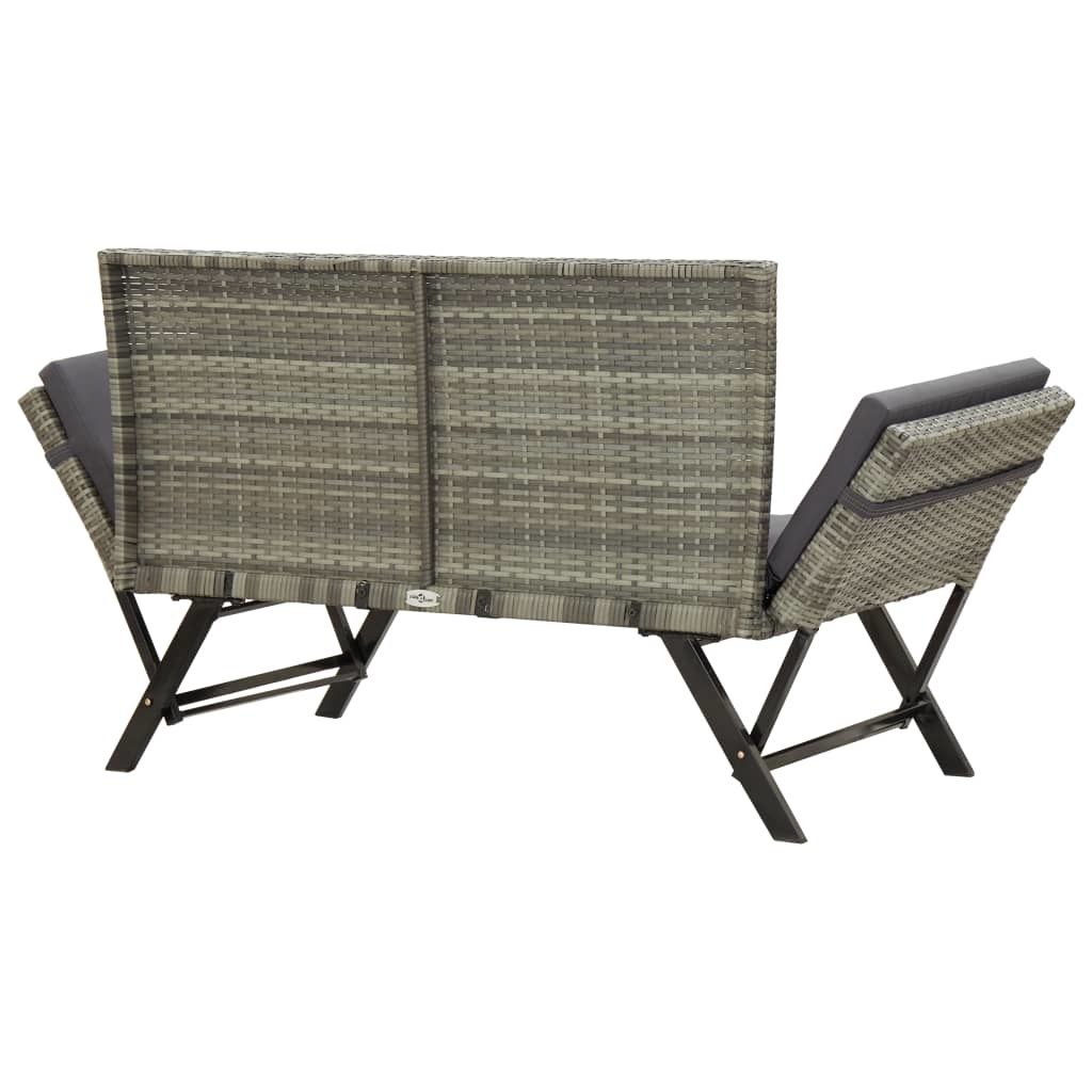 vidaXL Tuinbank met kussens 176 cm poly rattan grijs