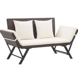 vidaXL Tuinbank met kussens 176 cm poly rattan bruin