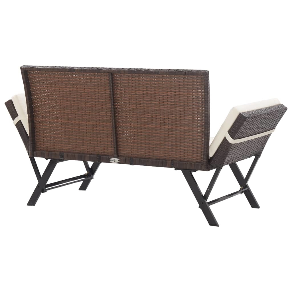 vidaXL Tuinbank met kussens 176 cm poly rattan bruin