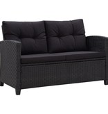 vidaXL 6-delige Loungeset met kussens poly rattan zwart