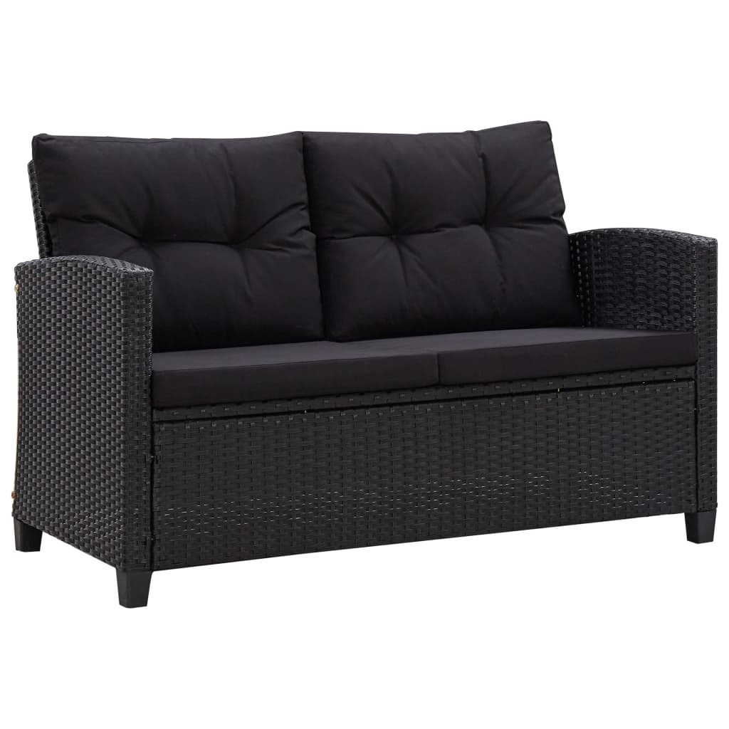 vidaXL 6-delige Loungeset met kussens poly rattan zwart