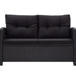 vidaXL 6-delige Loungeset met kussens poly rattan zwart