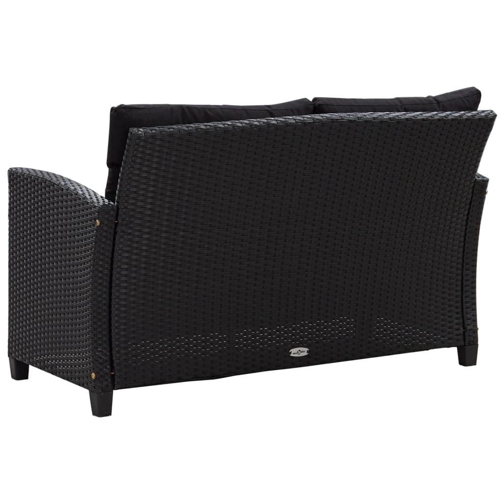 vidaXL 6-delige Loungeset met kussens poly rattan zwart