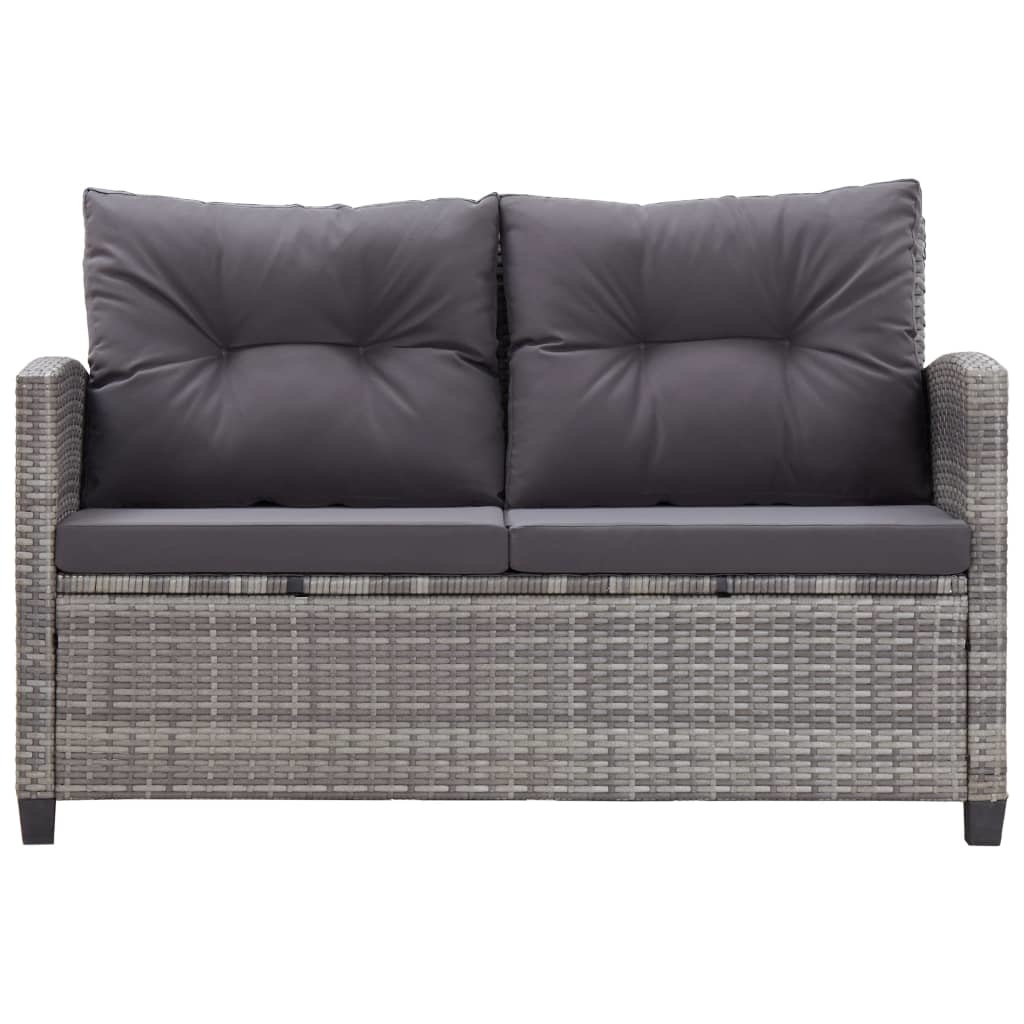 vidaXL 6-delige Loungeset met kussens poly rattan donkergrijs