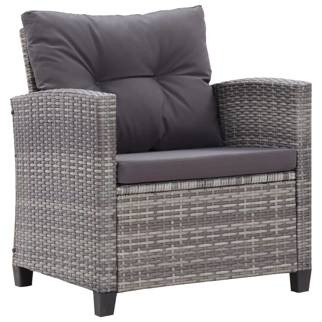 VidaXL 6-delige Loungeset met kussens poly rattan donkergrijs