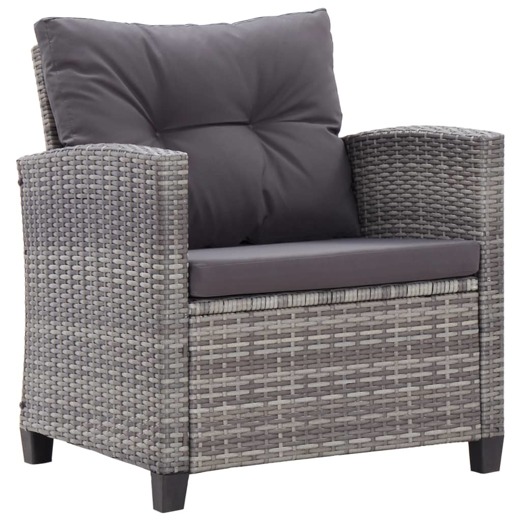 vidaXL 6-delige Loungeset met kussens poly rattan donkergrijs