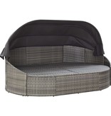 vidaXL Loungebed met luifel poly rattan grijs