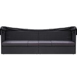 vidaXL Loungebank met luifel poly rattan zwart