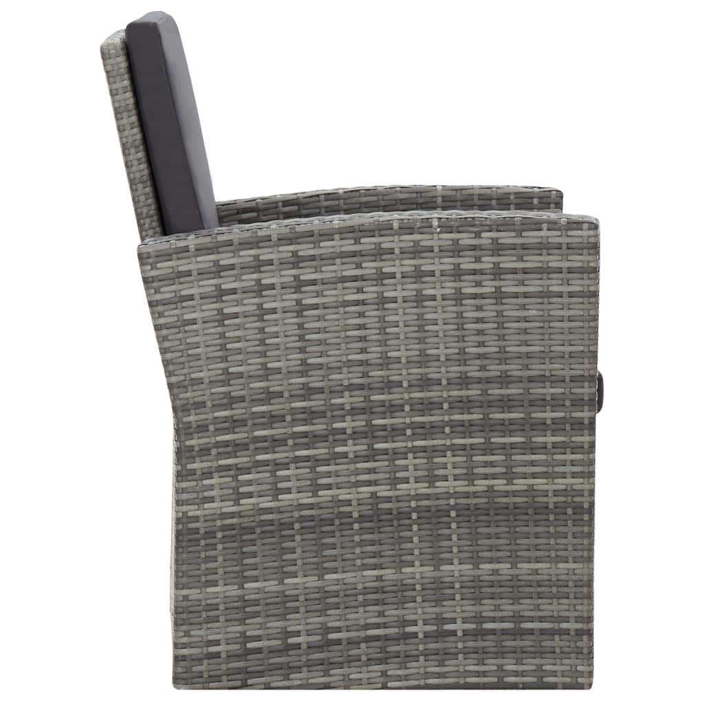 VidaXL 4-delige Loungeset met kussens poly rattan grijs