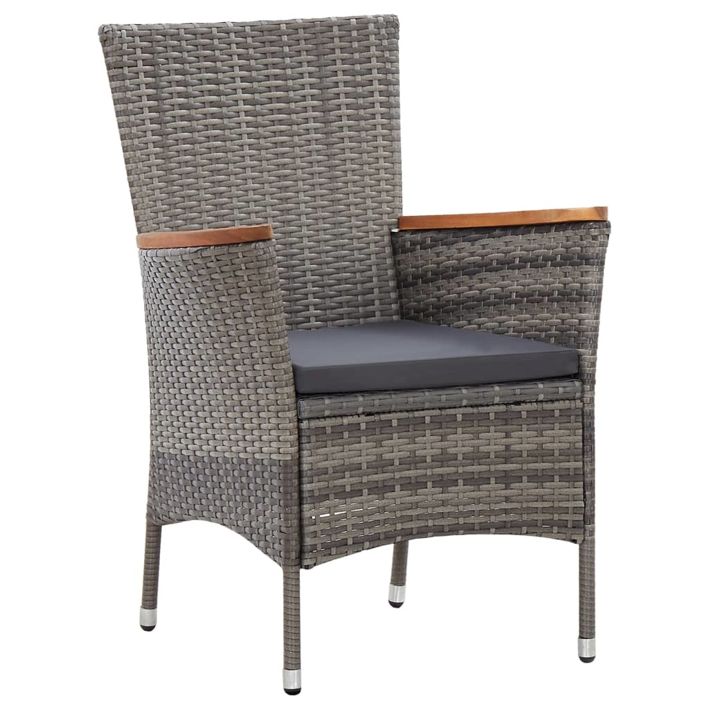 VidaXL 5-delige Tuinset met kussens poly rattan grijs
