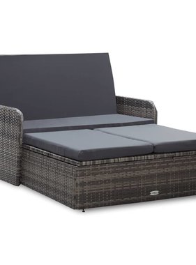 vidaXL 2-delige Loungeset met kussens poly rattan grijs