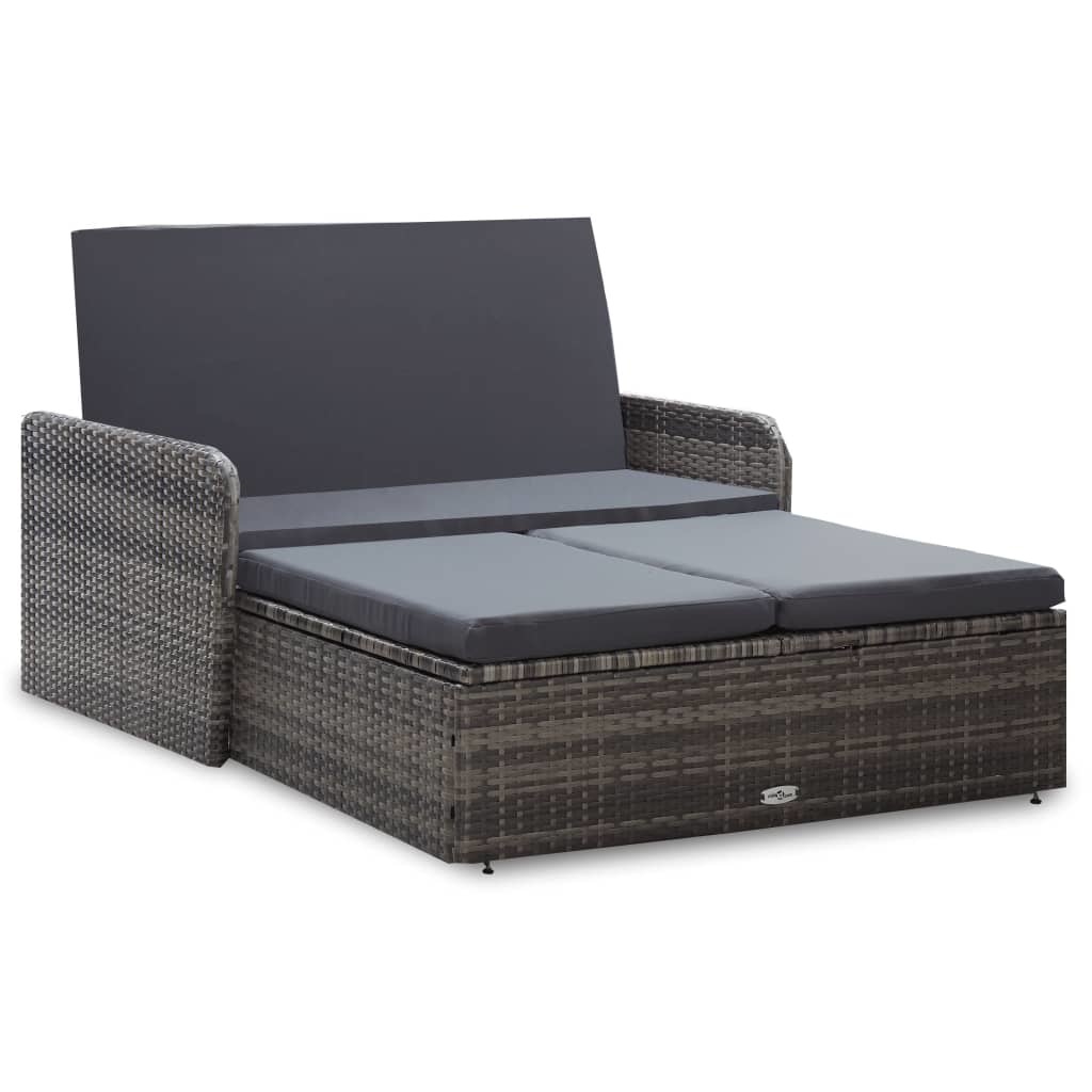 vidaXL 2-delige Loungeset met kussens poly rattan grijs