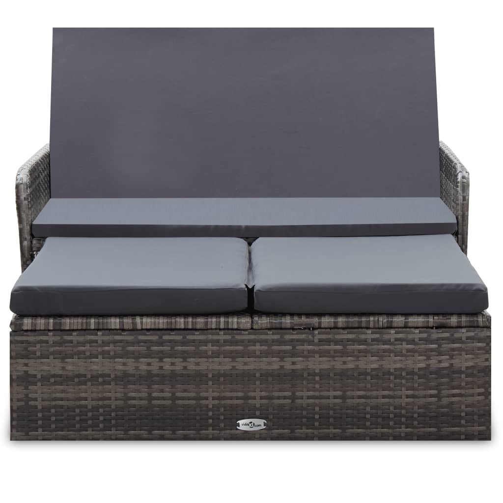 vidaXL 2-delige Loungeset met kussens poly rattan grijs