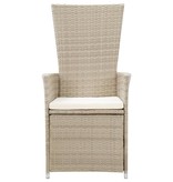 VidaXL Tuinstoelen 2 st verstelbaar met kussens poly rattan beige