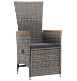 VidaXL Tuinstoelen 2 st verstelbaar met kussens poly rattan grijs