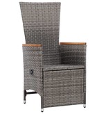 VidaXL Tuinstoelen 2 st verstelbaar met kussens poly rattan grijs