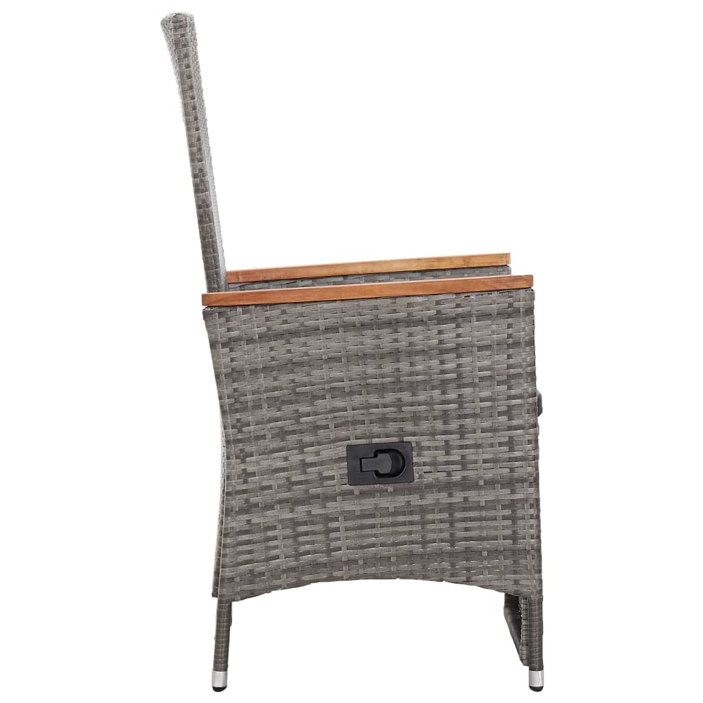 VidaXL Tuinstoelen 2 st verstelbaar met kussens poly rattan grijs