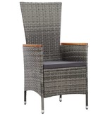 VidaXL 9-delige Tuinset met kussens poly rattan grijs