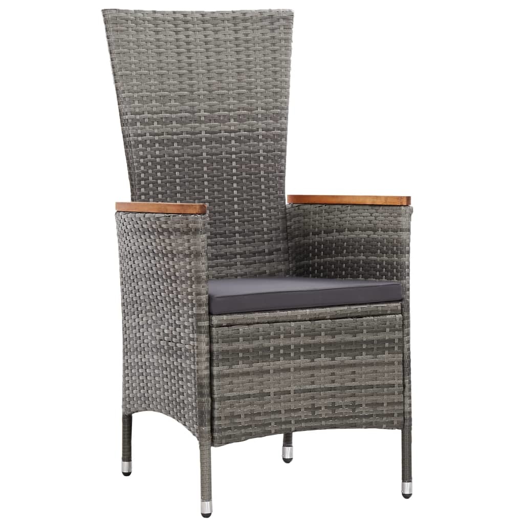 VidaXL 9-delige Tuinset met kussens poly rattan grijs