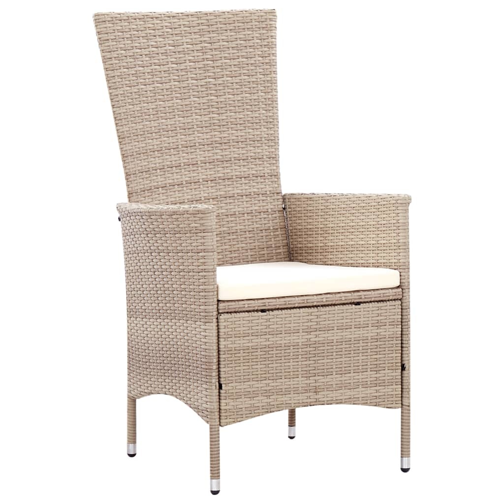 VidaXL 7-delige Tuinset met kussens poly rattan beige