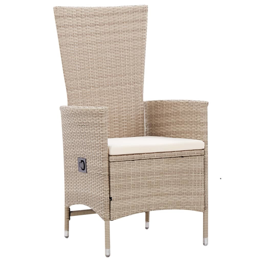VidaXL 7-delige Tuinset met kussens poly rattan beige