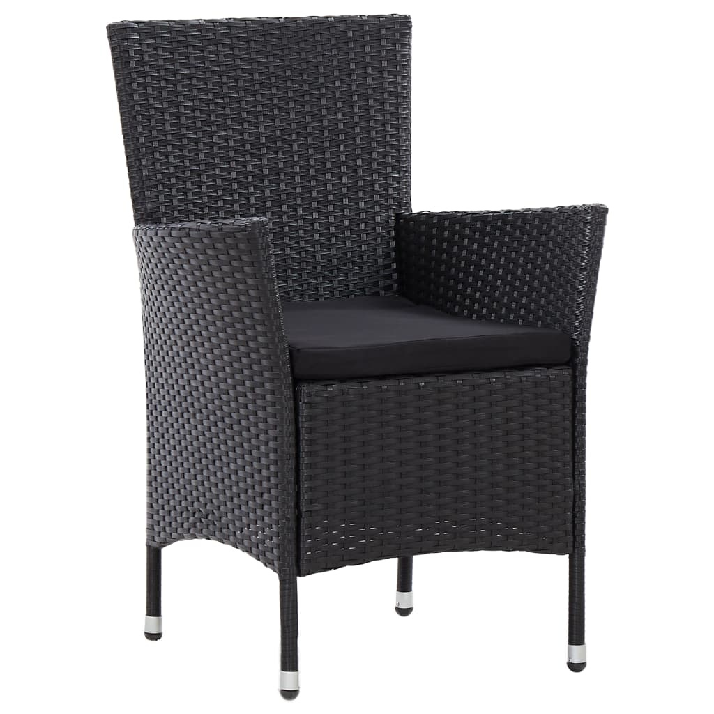 VidaXL 5-delige Tuinset met kussens poly rattan zwart