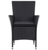 VidaXL 7-delige Tuinset met kussens poly rattan zwart