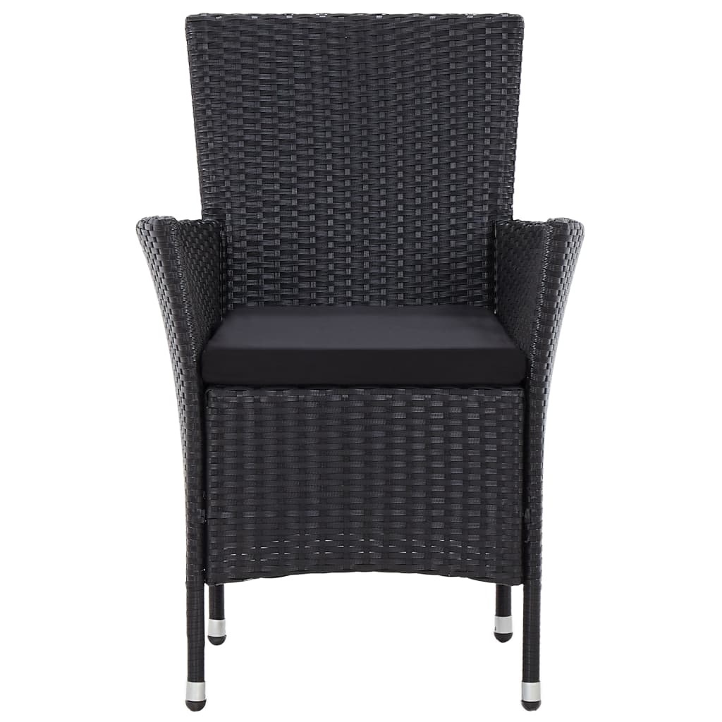 VidaXL 7-delige Tuinset met kussens poly rattan zwart