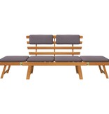 VidaXL Ligbed met kussen 2-in-1 190 cm massief acaciahout