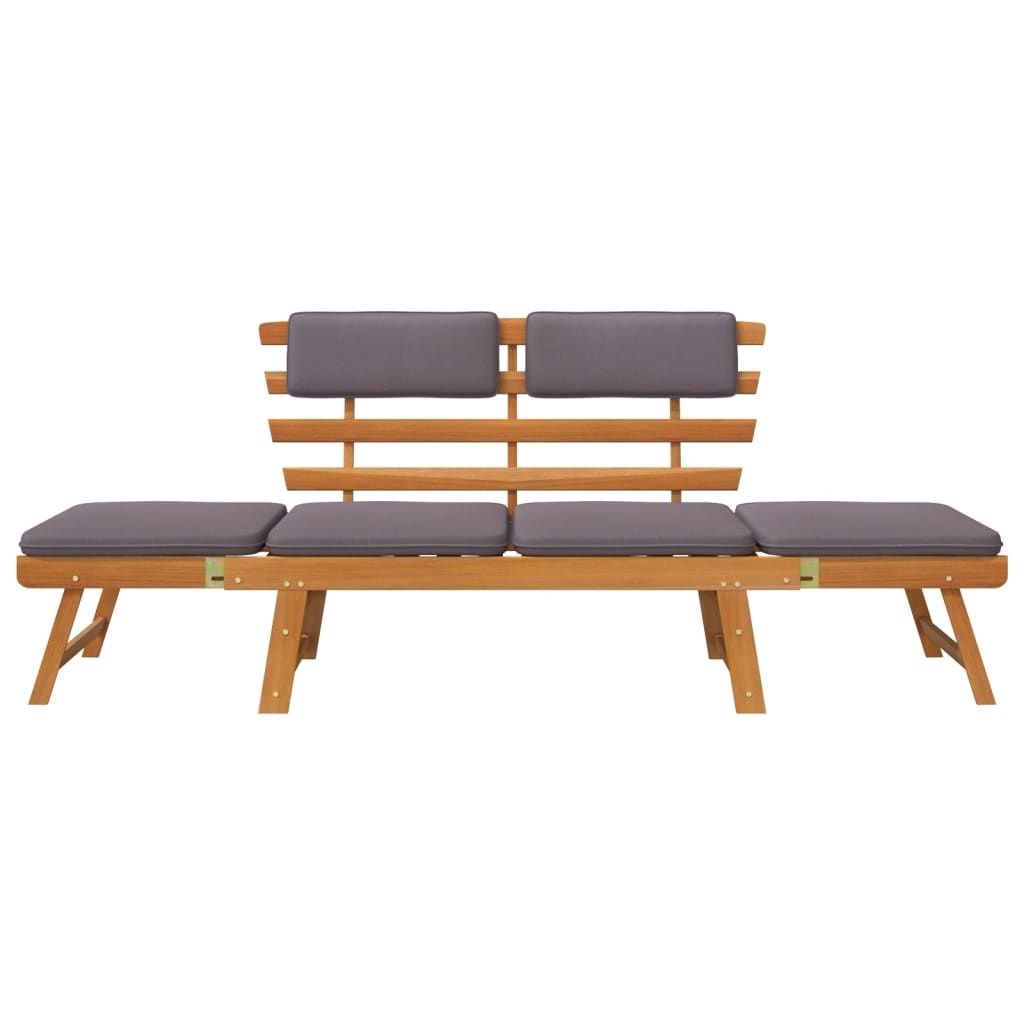 VidaXL Ligbed met kussen 2-in-1 190 cm massief acaciahout