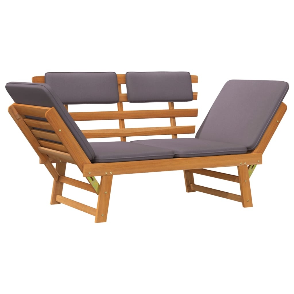 VidaXL Ligbed met kussen 2-in-1 190 cm massief acaciahout