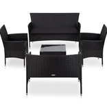 vidaXL 5-delige Loungeset met kussens poly rattan zwart